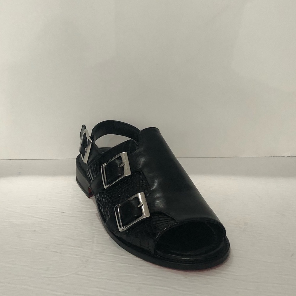Fennix Italy sandal black leather calf/alligator